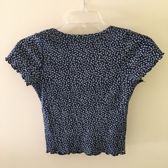 Brandy Melville Tops Brandy Melville Zelly Ruffle Top Navy Floral